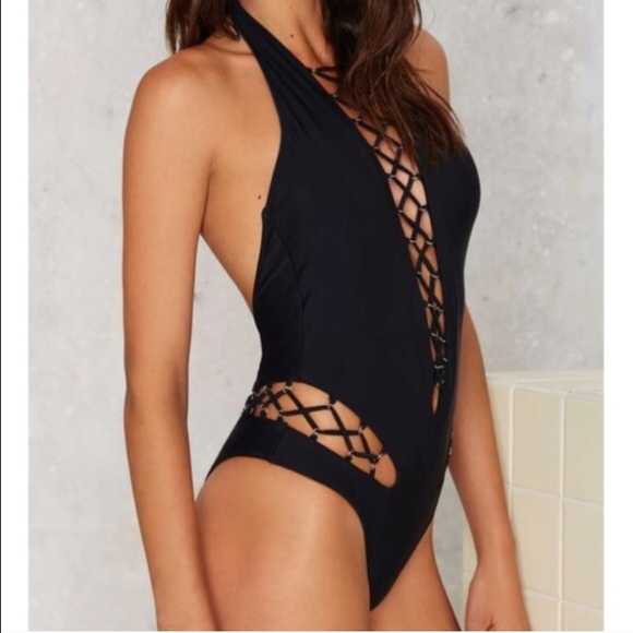 NASTY GAL CROSS BOSS SWIMSUIT SZ M NEW - Picture 2 of 4